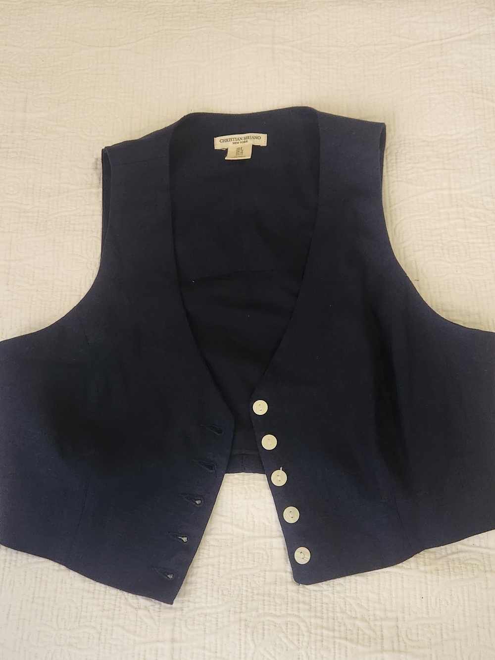 Christian Siriano Dark Navy Button-Front Vest